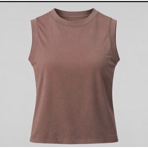 Yogalicious‎ Mock Neck Presley Fitted Tank Mauve Brown Athletic Top Small